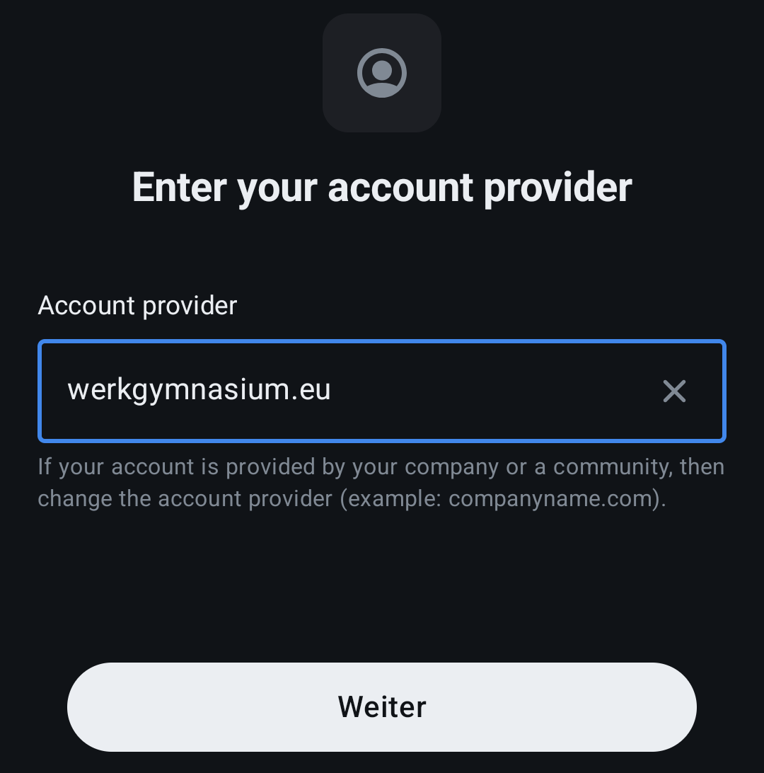 Server-Auswahl mit dem Knopf zum Ändern