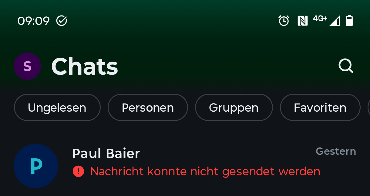 „Nachricht konnte nicht gesendet werden" in der Chatliste