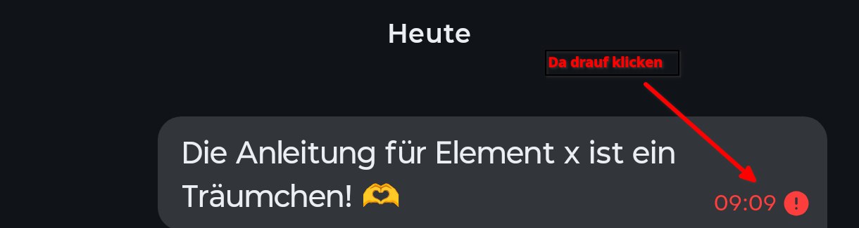 Die nicht gesendete Nachricht mit dem roten Ausrufezeichen